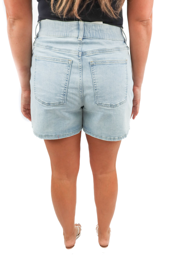spanx turner wash 5" denim shorts NWT (L; retail $88)