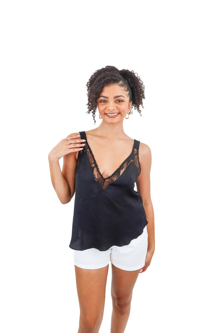 Reset by Jane black lace cami top (S; retail $42)