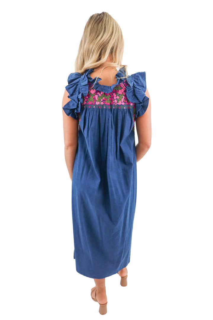 Mi Golondrina blue floral maxi dress (XS; retail $495)