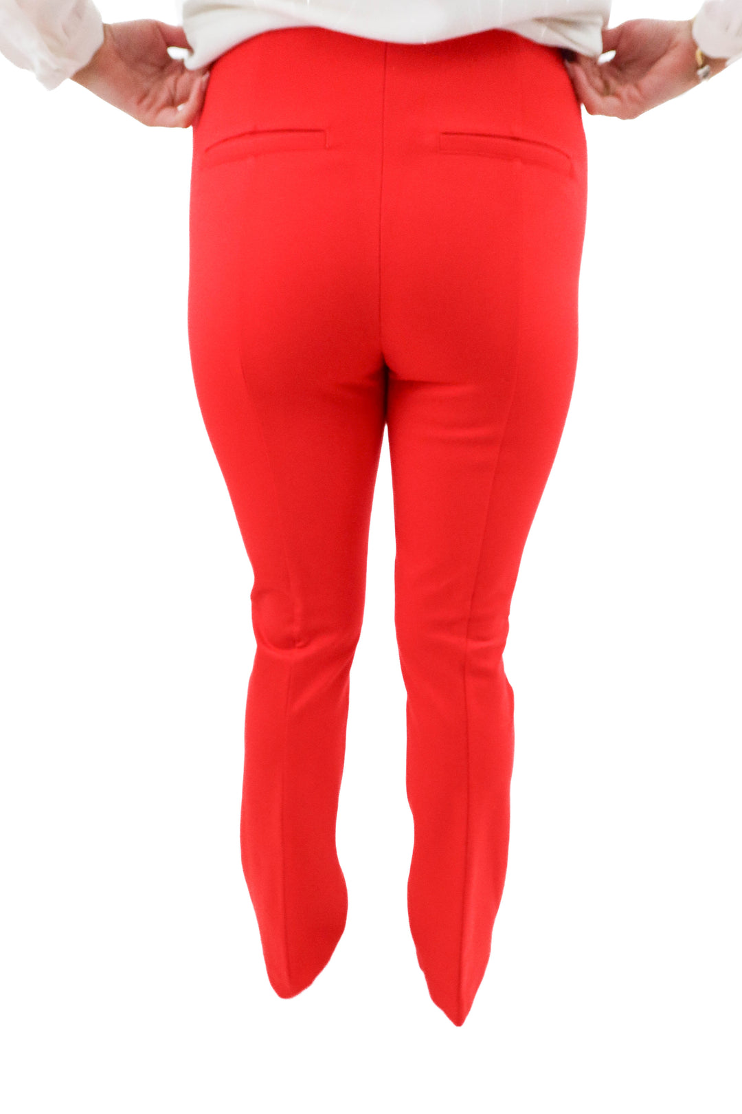 spanx red ponte zwb micro flare pants nwt (m)