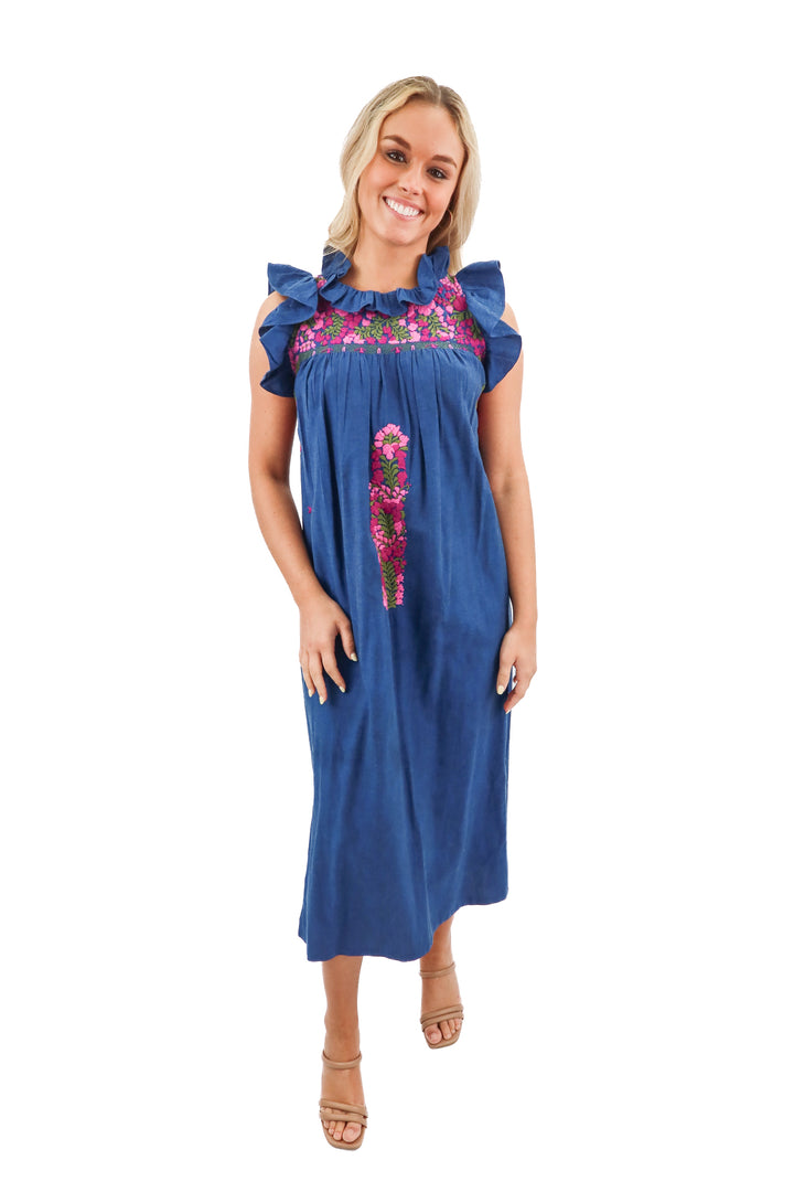 Mi Golondrina blue floral maxi dress (XS; retail $495)