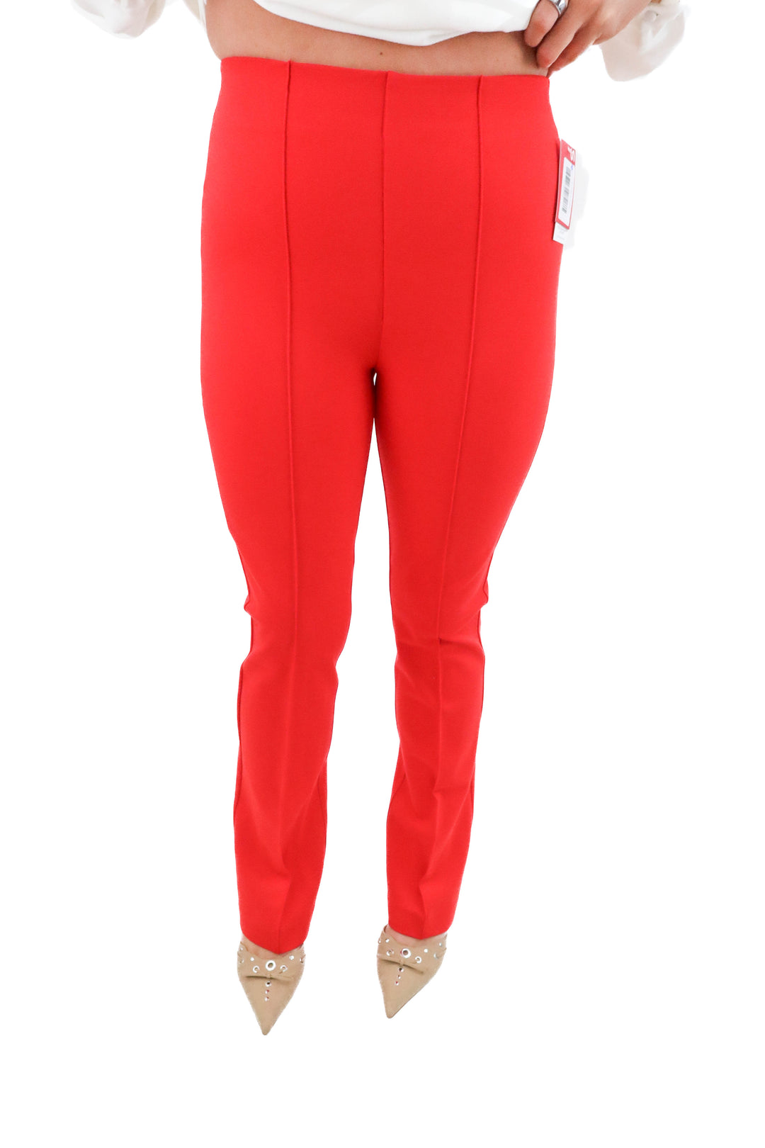 spanx red ponte zwb micro flare pants nwt (m)