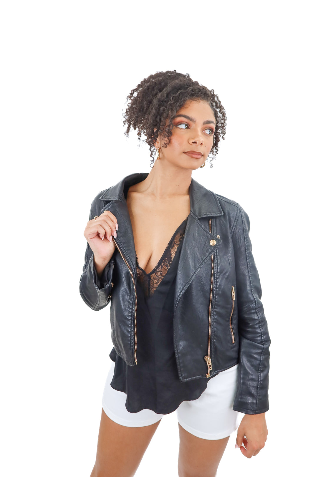 BlankNYC black vegan leather moto jacket (S)
