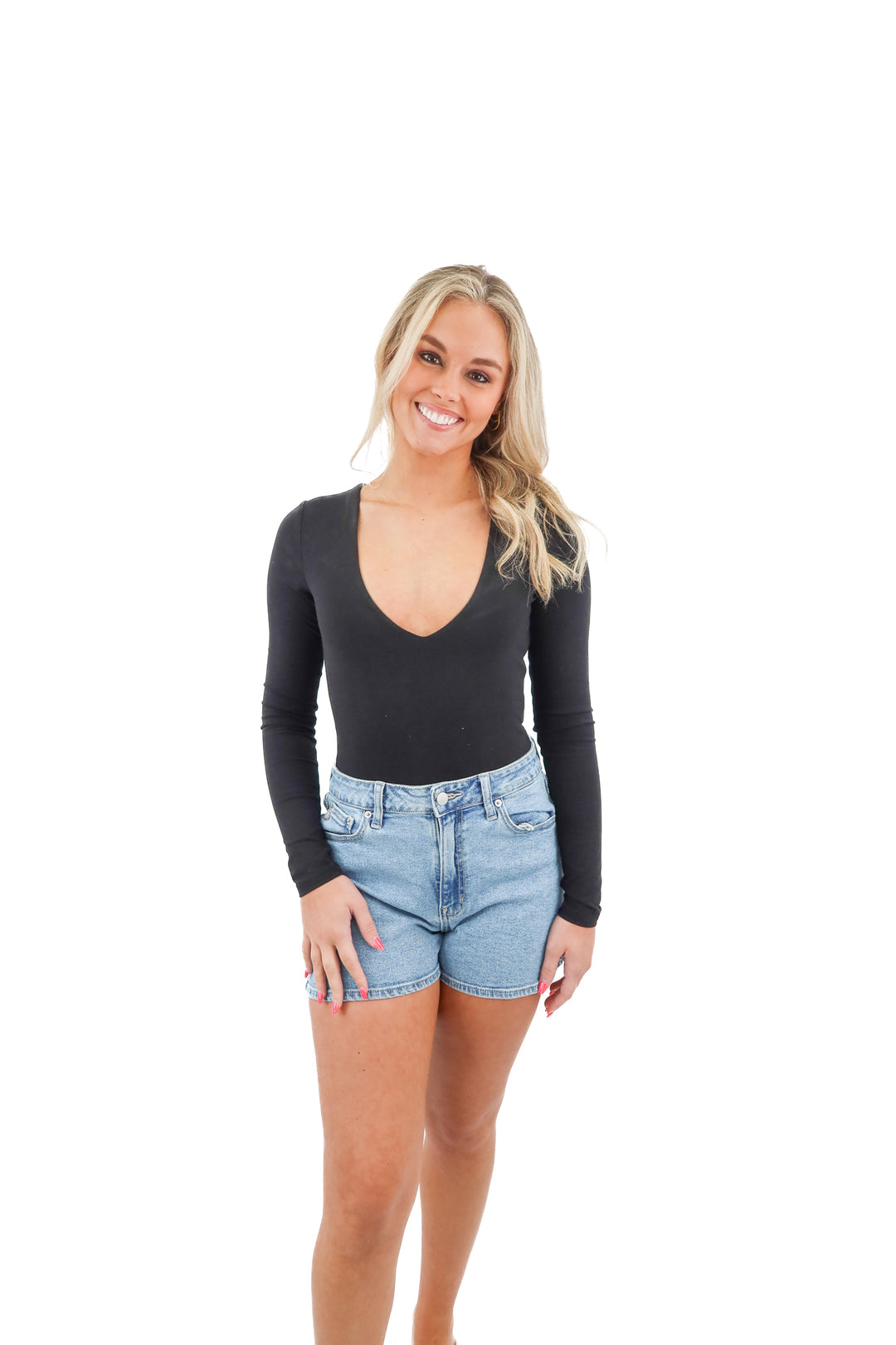superdown black long sleeve bodysuit (S; retail $60)