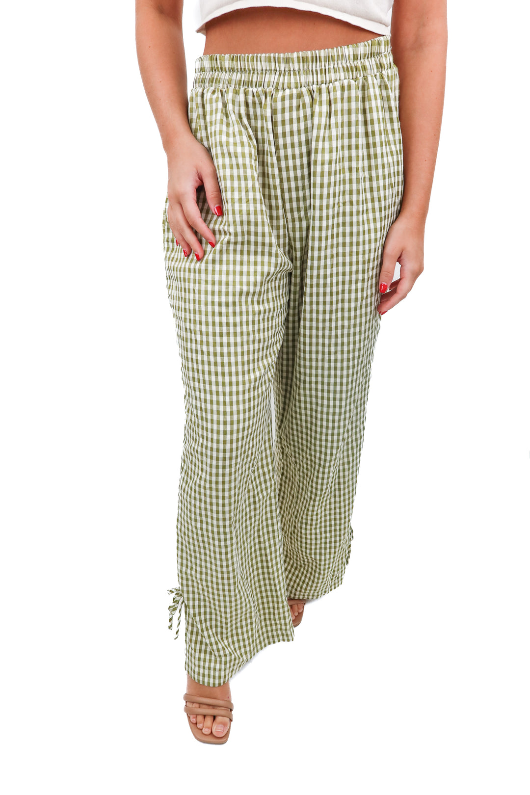 Green gingham pants (M)
