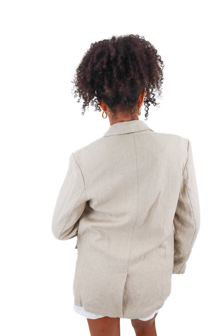 a new day beige linen oversized blazer (S; retail $38)