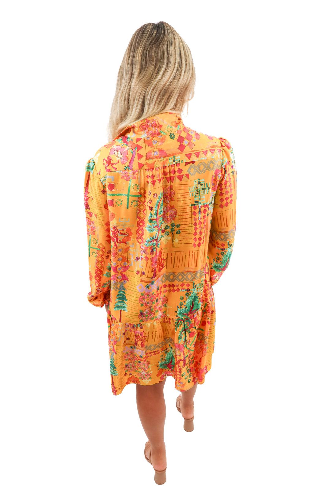 SALONI yellow floral drop waist silk dress (4; retail $495)