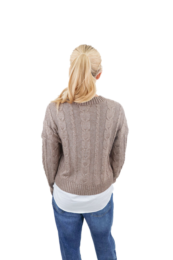 Design History taupe cable knit sweater (S)
