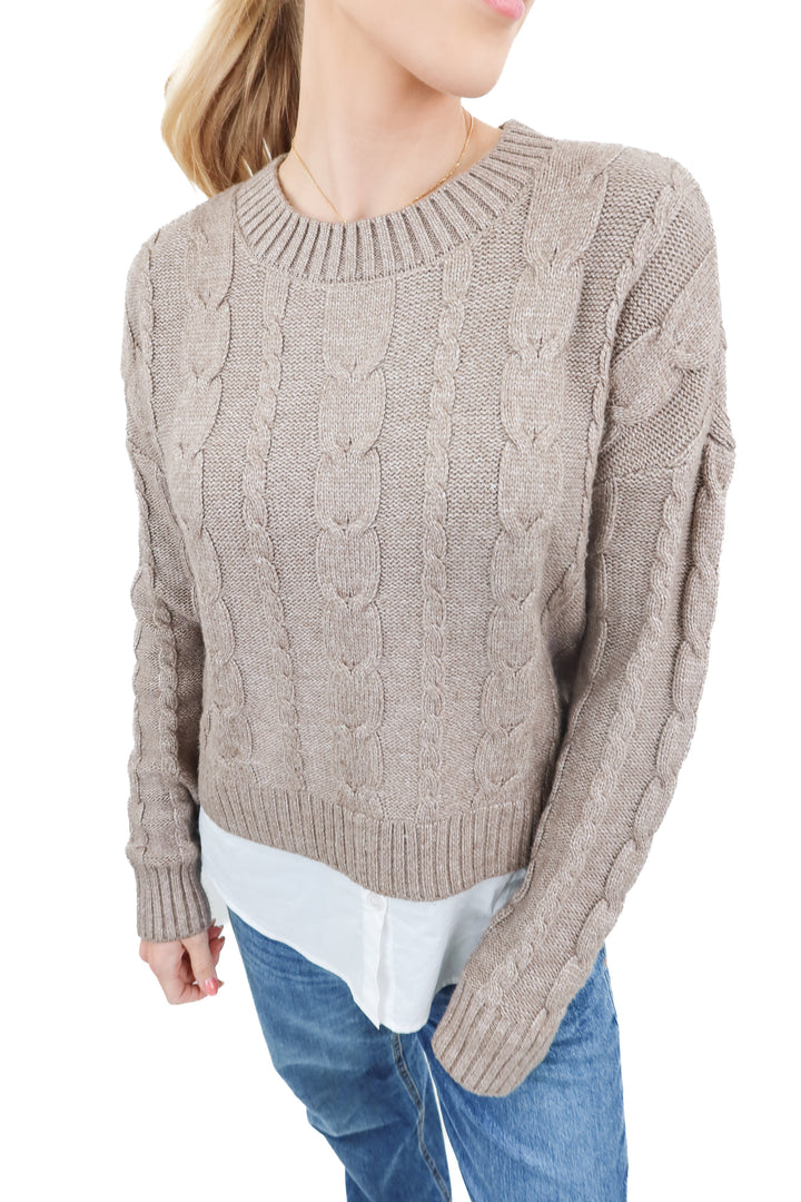 Design History taupe cable knit sweater (S)
