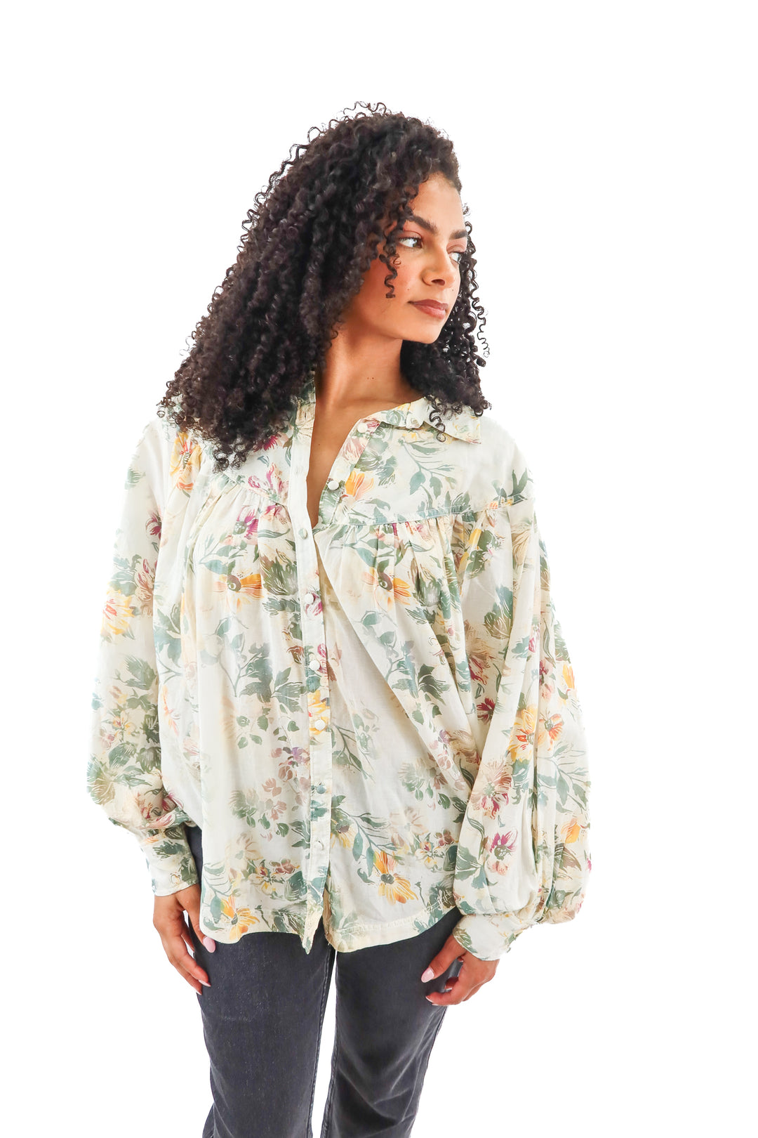 pilcro cream floral blouse (M; retail $118)