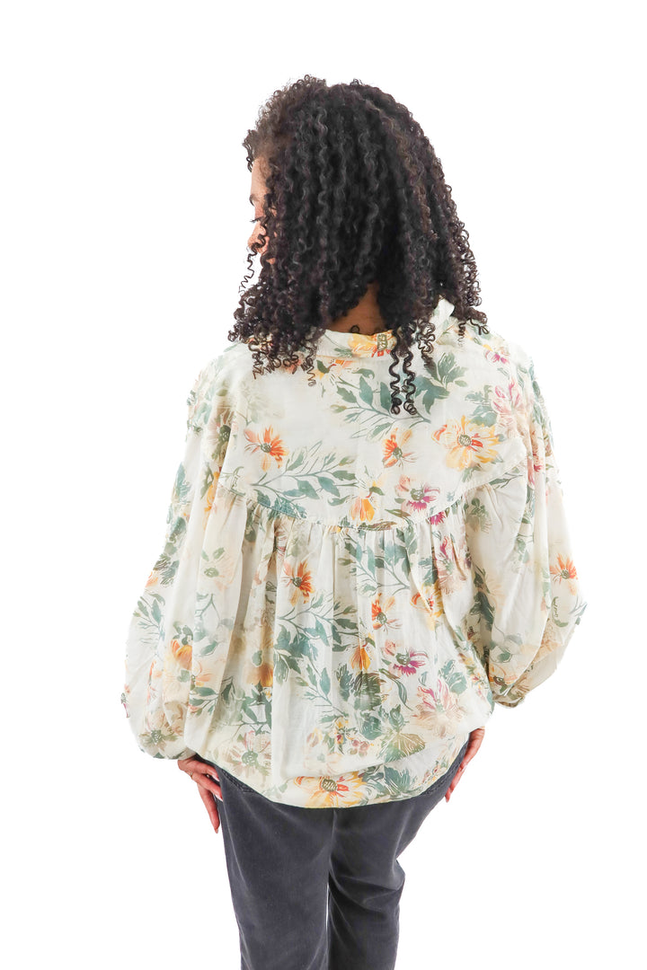 pilcro cream floral blouse (M; retail $118)