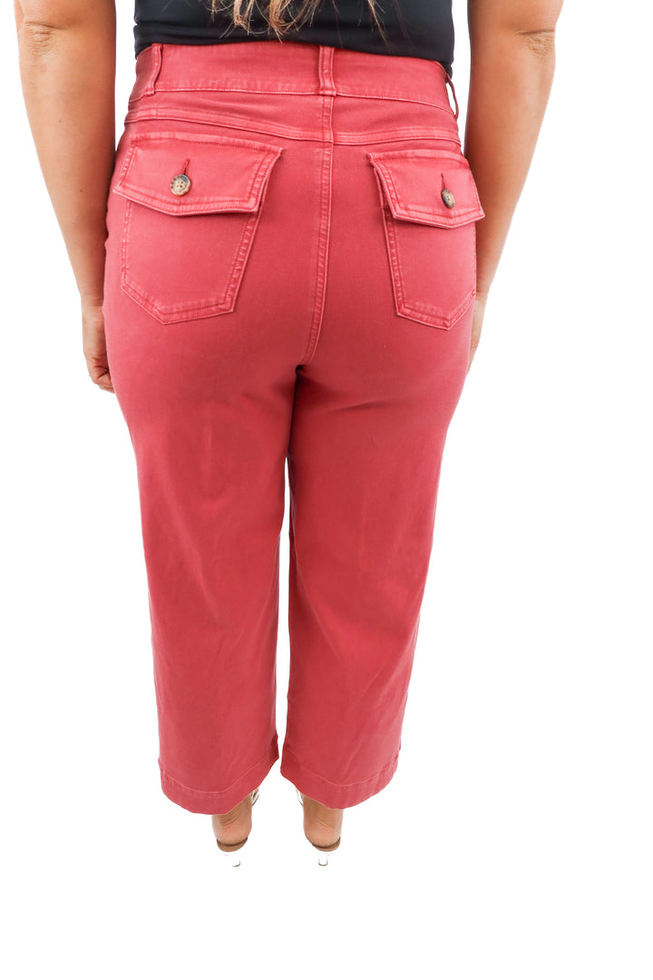 spanx red wide leg pants (L; retail $118)