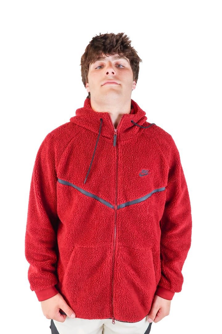 nike red sherpa zip up jacket (xxl)