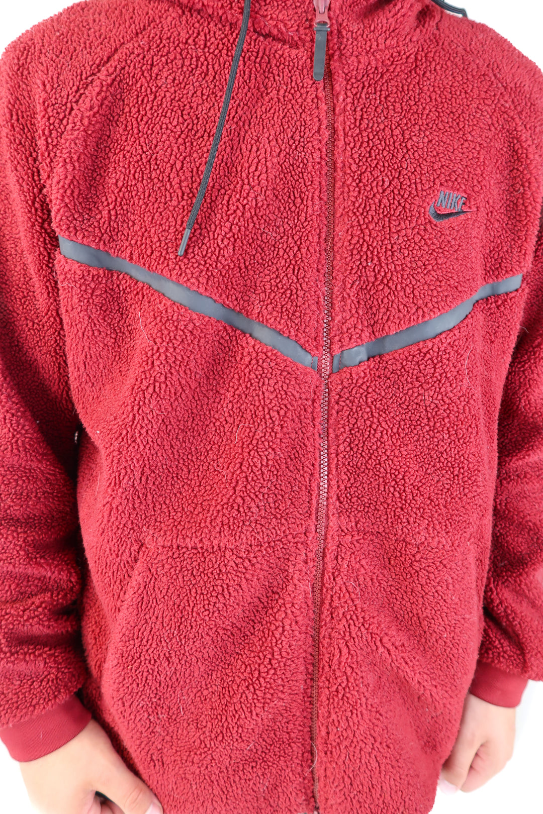 nike red sherpa zip up jacket (xxl)