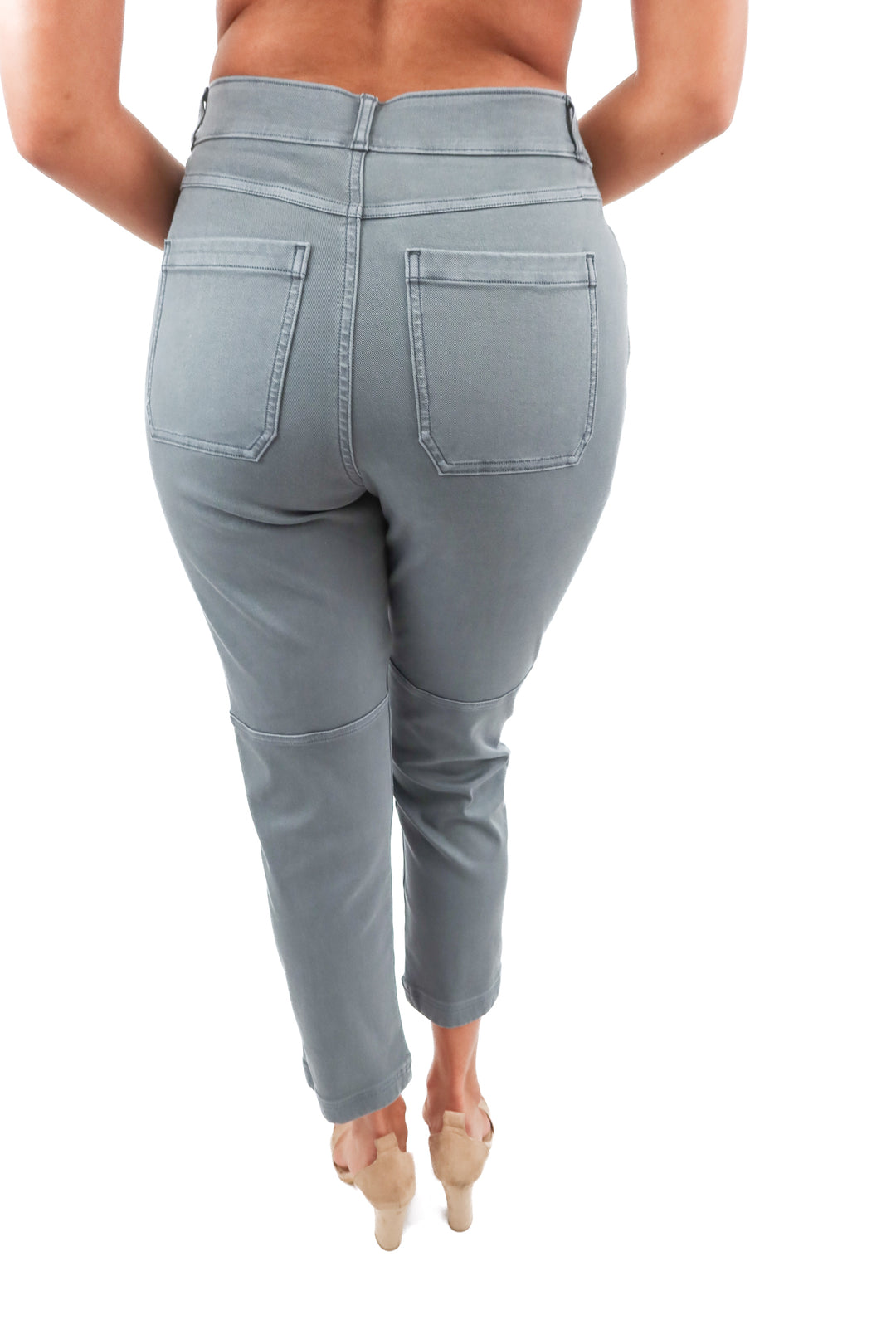 spanx grey stretch twill straight leg NWT (M; retail $128)