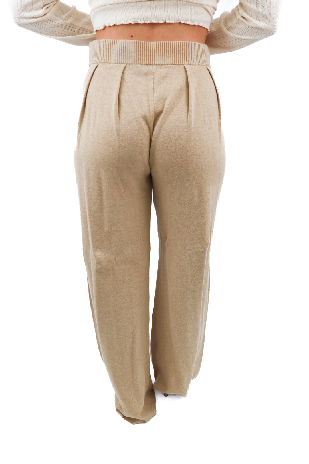 meshki sand frannie gathered silk blend knit pants NWT (L)