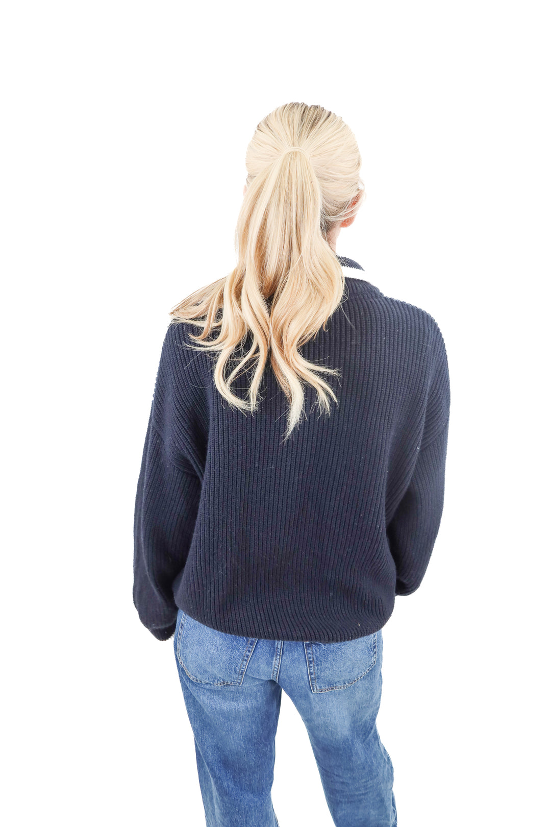 Birds of Paradis blue knit full zip jacket (M; retails $398)