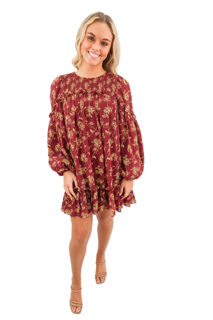 cinq a sept maroon floral mini dress (2; retail $395)