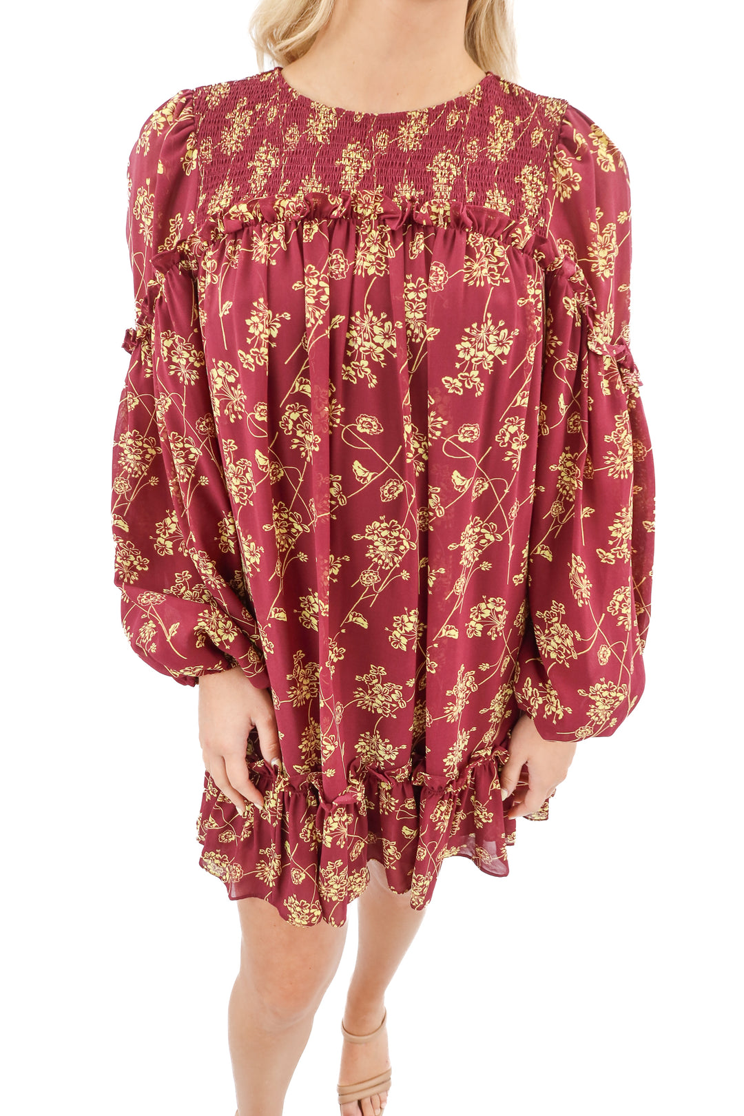 cinq a sept maroon floral mini dress (2; retail $395)