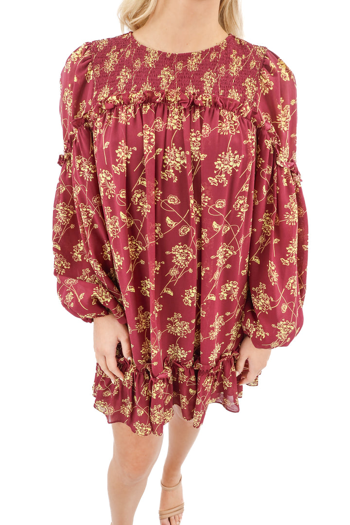 cinq a sept maroon floral mini dress (2; retail $395)