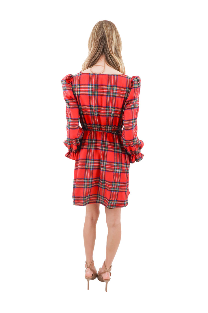 cupshe red plaid dress (s)
