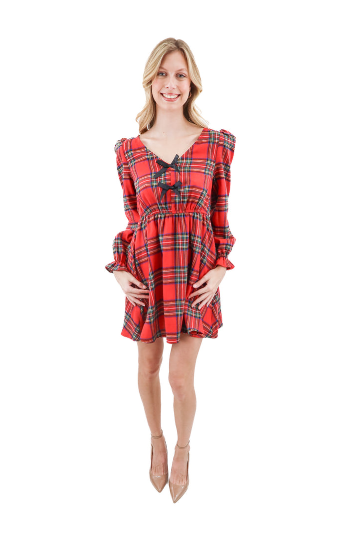 cupshe red plaid dress (s)