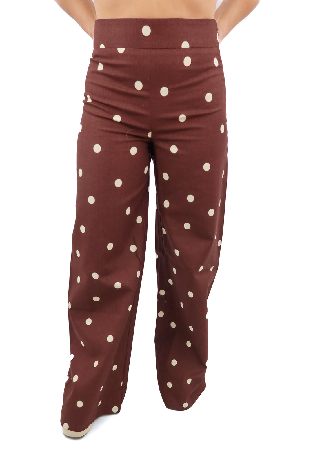 sezane editions brown polka dot pants (38)