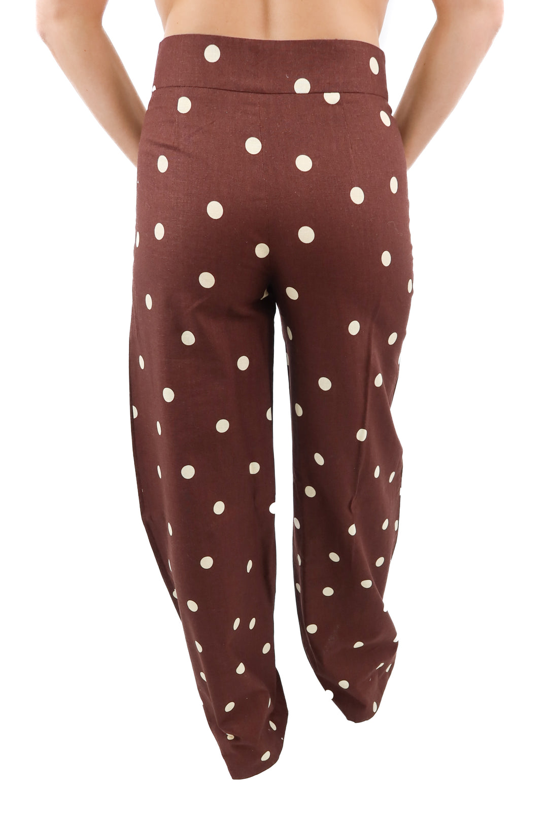 sezane editions brown polka dot pants (38)