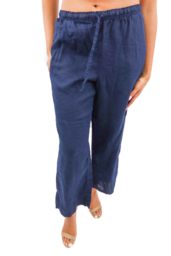 j. crew navy blue linen pants (M; retail $98)
