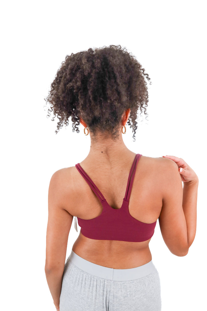 Spanx maroon two strap racerback sports bra (M; retail $78)