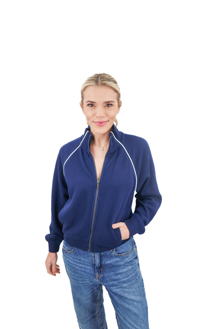 Spanx AirPique blue full zip jacket NWT (S)