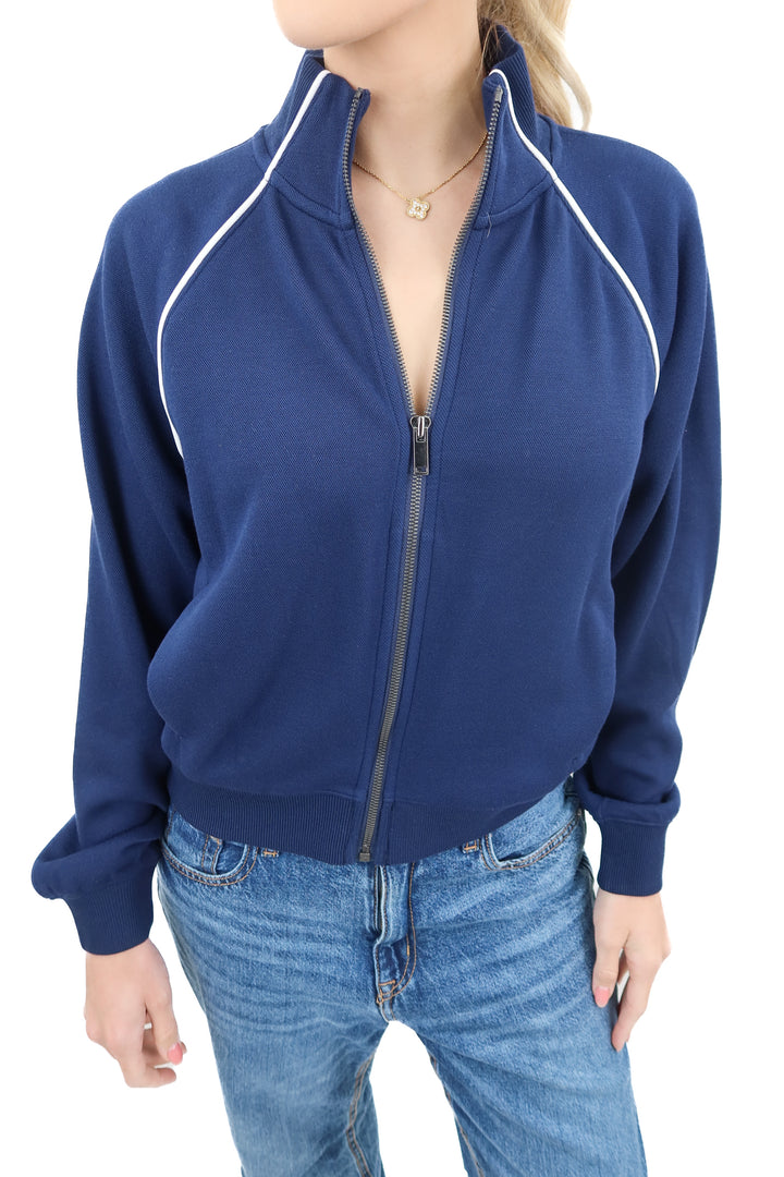 Spanx AirPique blue full zip jacket NWT (S)