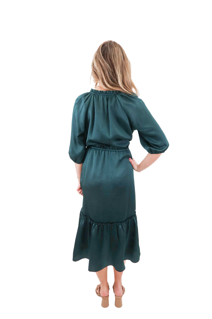 draper james emerald green dress (xs; retail $148)