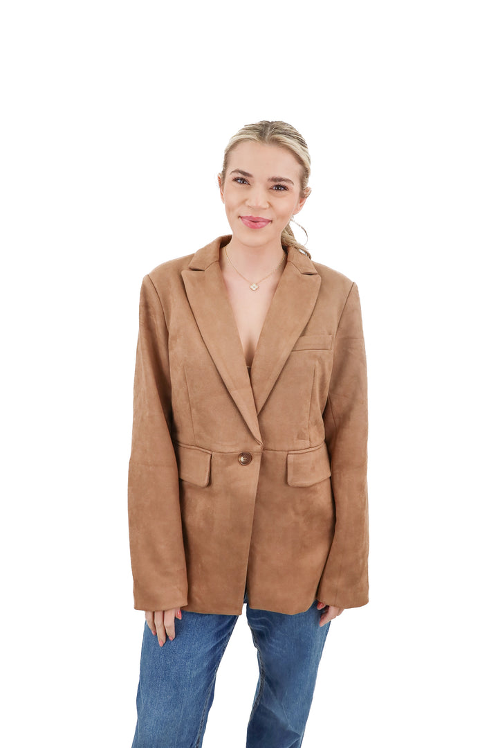 Vici brown oversize faux suede blazer (S)
