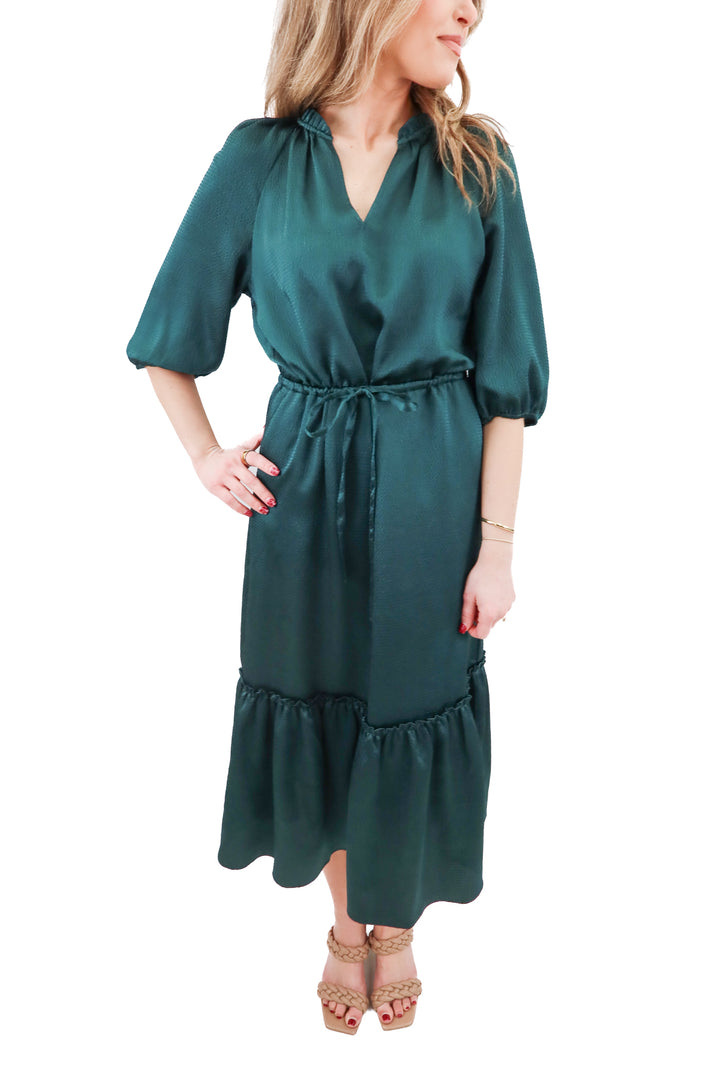 draper james emerald green dress (xs; retail $148)