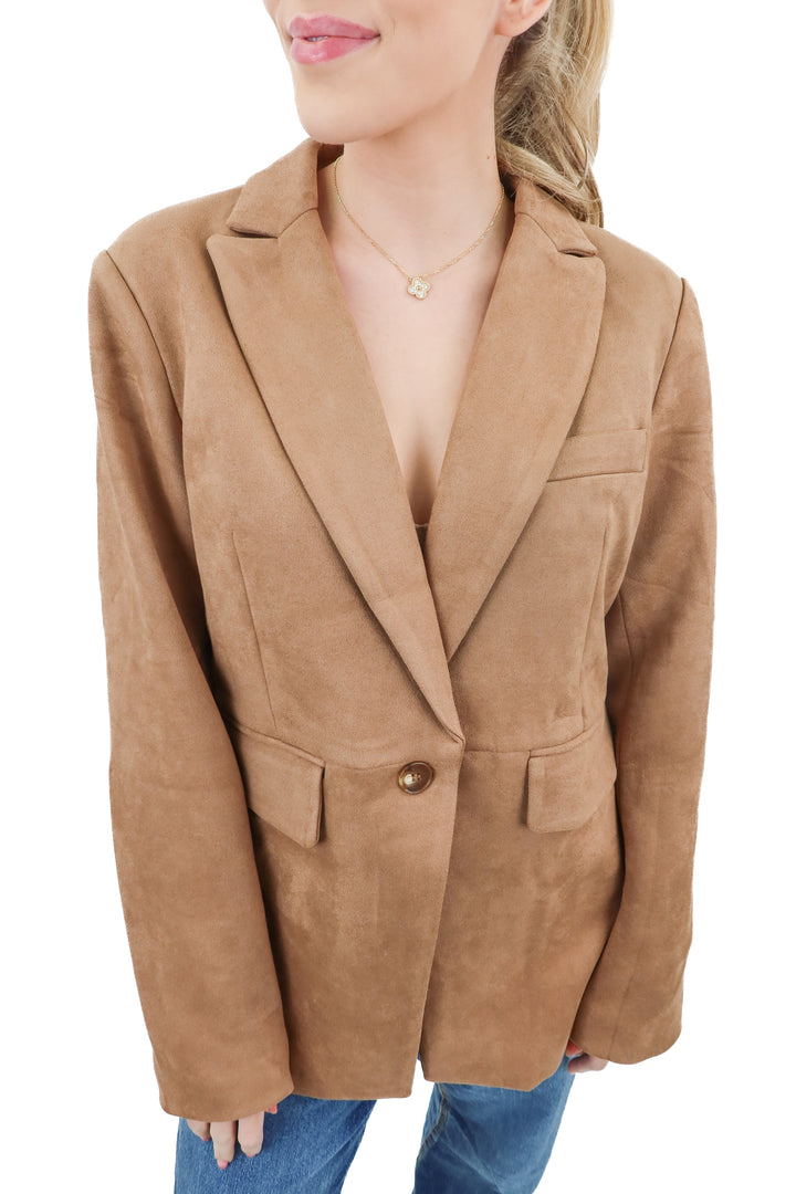 Vici brown oversize faux suede blazer (S)