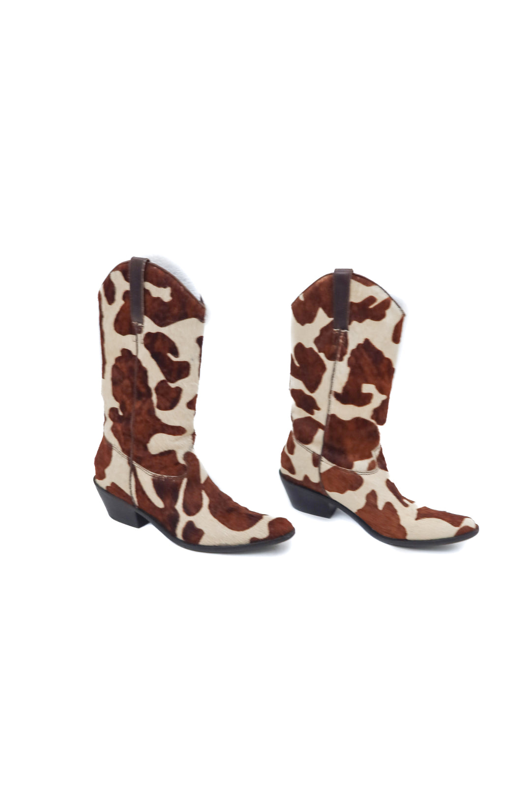 matisse cow print fur boots (7; retail $215)