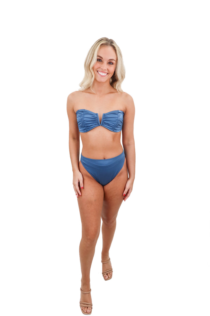 Shade & Shore blue metallic bikini set (S)