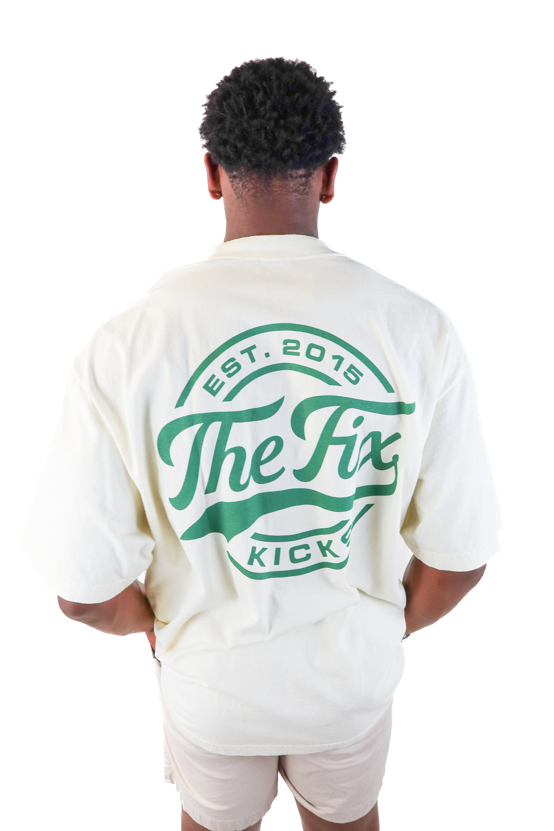 the fix kicks cream/green graphic tshirt (xl)