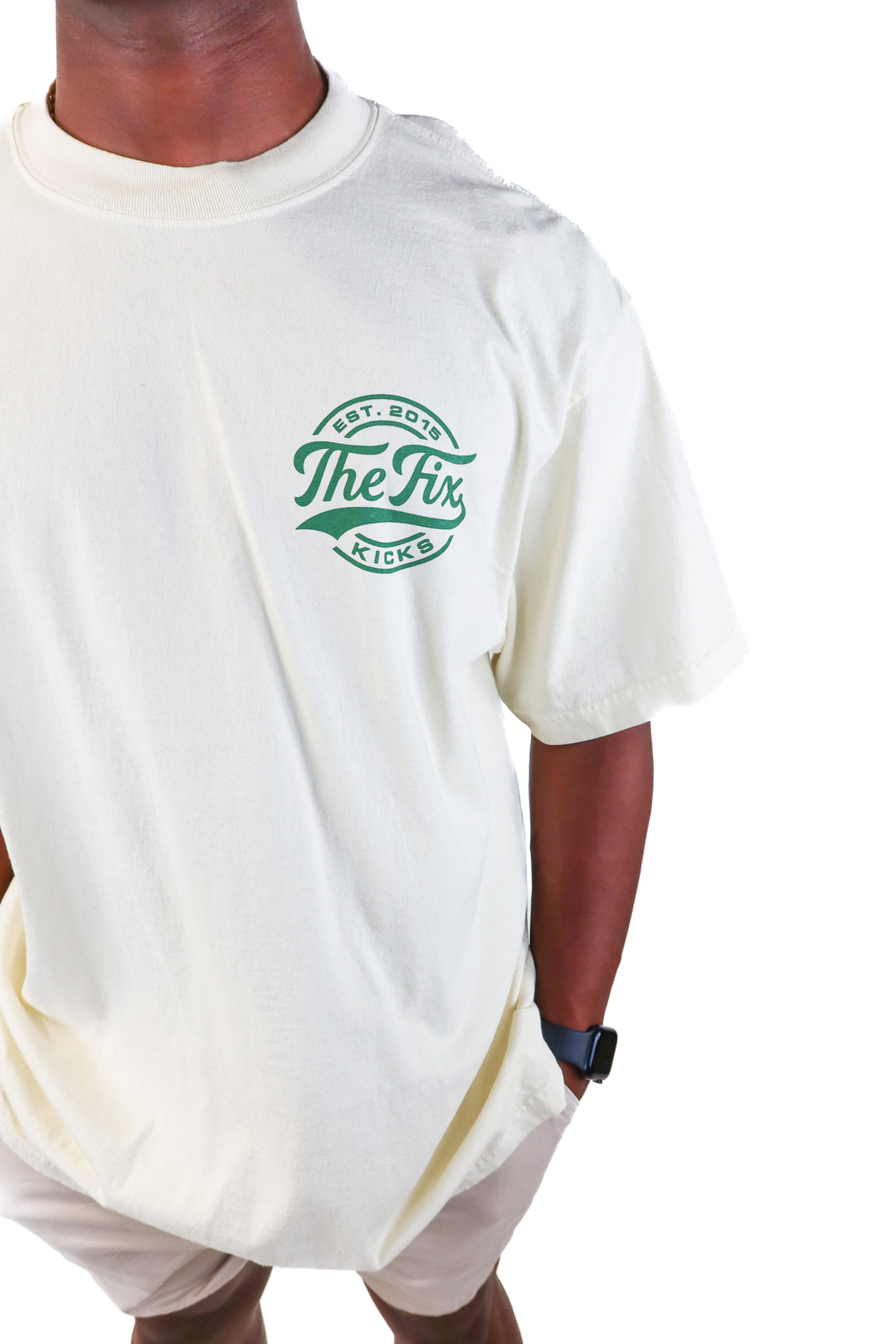 the fix kicks cream/green graphic tshirt (xl)