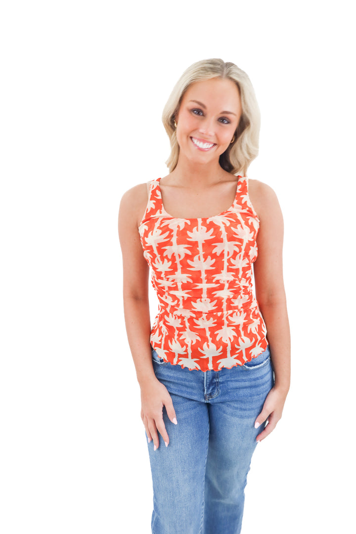 diane von furstenberg palm orange top NWT (s; retail $198)