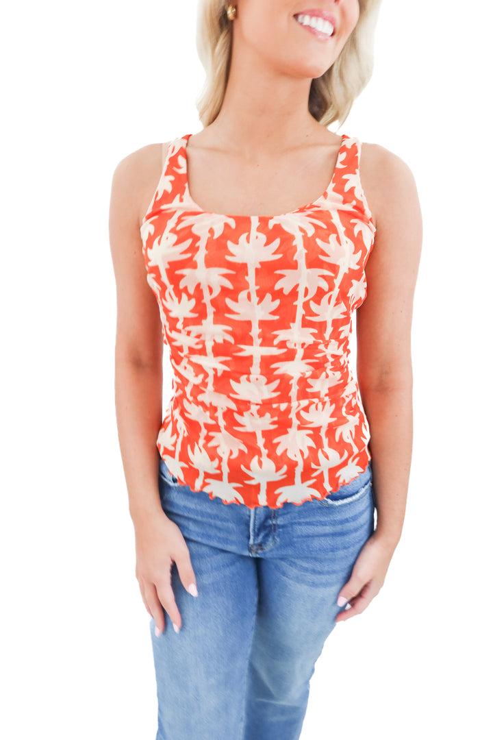 diane von furstenberg palm orange top NWT (s; retail $198)
