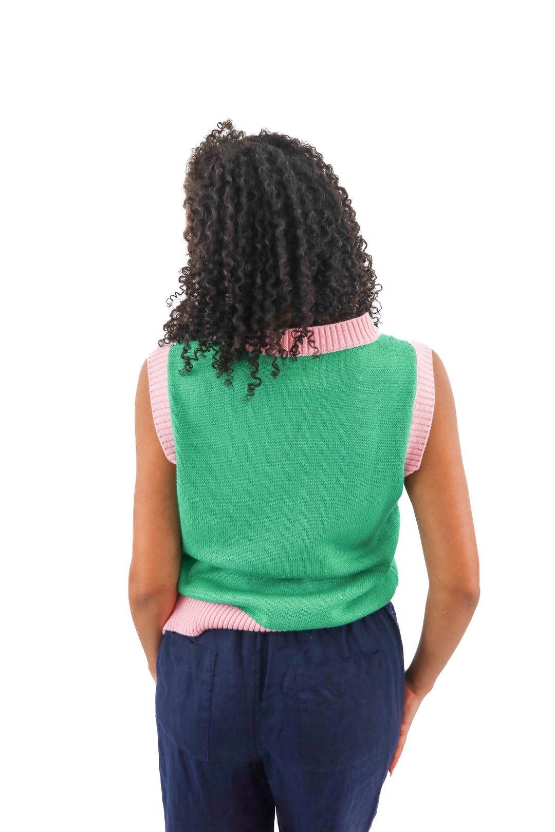 hypels green/pink floral sweater vest top (M)