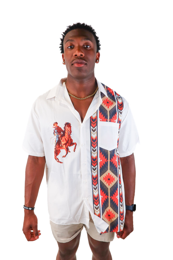catch the waves western button up top (xl)