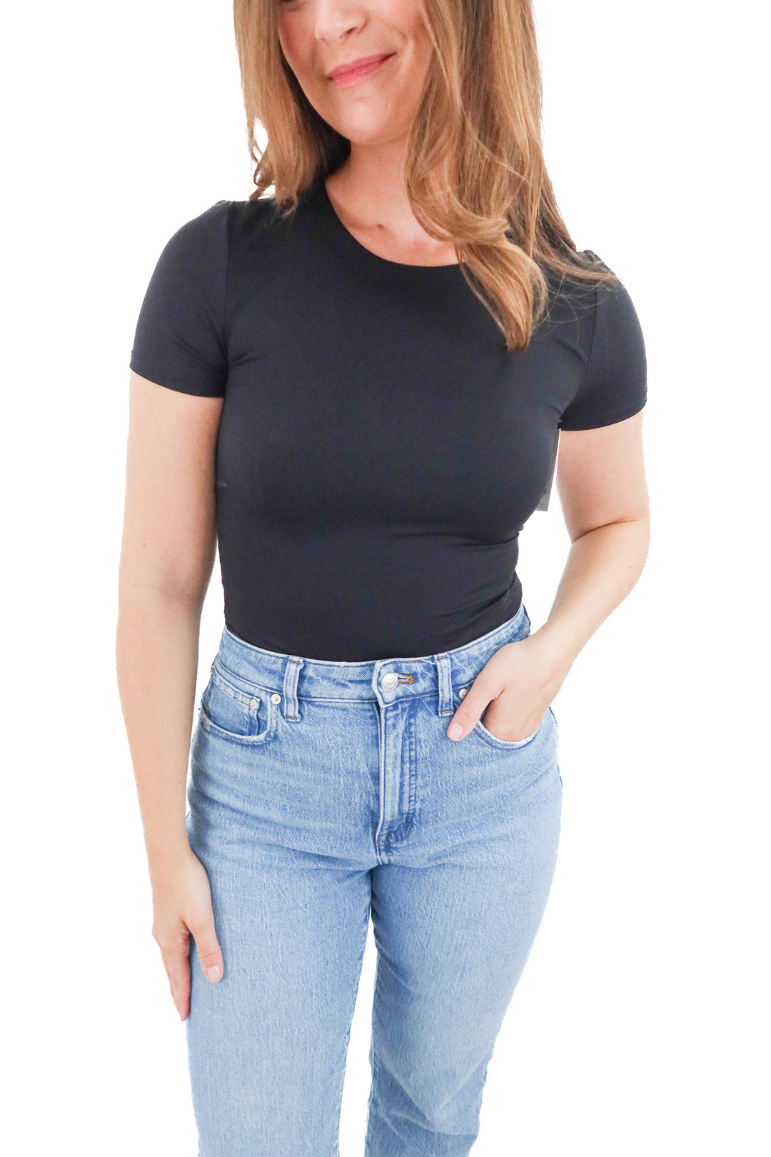 spanx black short sleeve bodysuit NWT (s; retail $98)