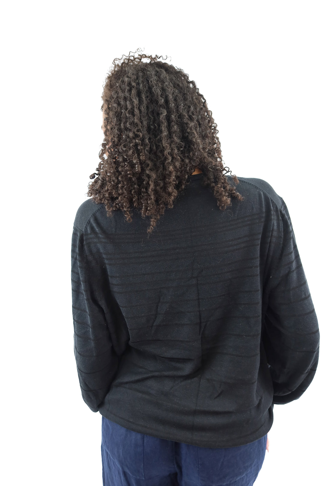 calvin klein black knit silk blend long sleeve top (XL)