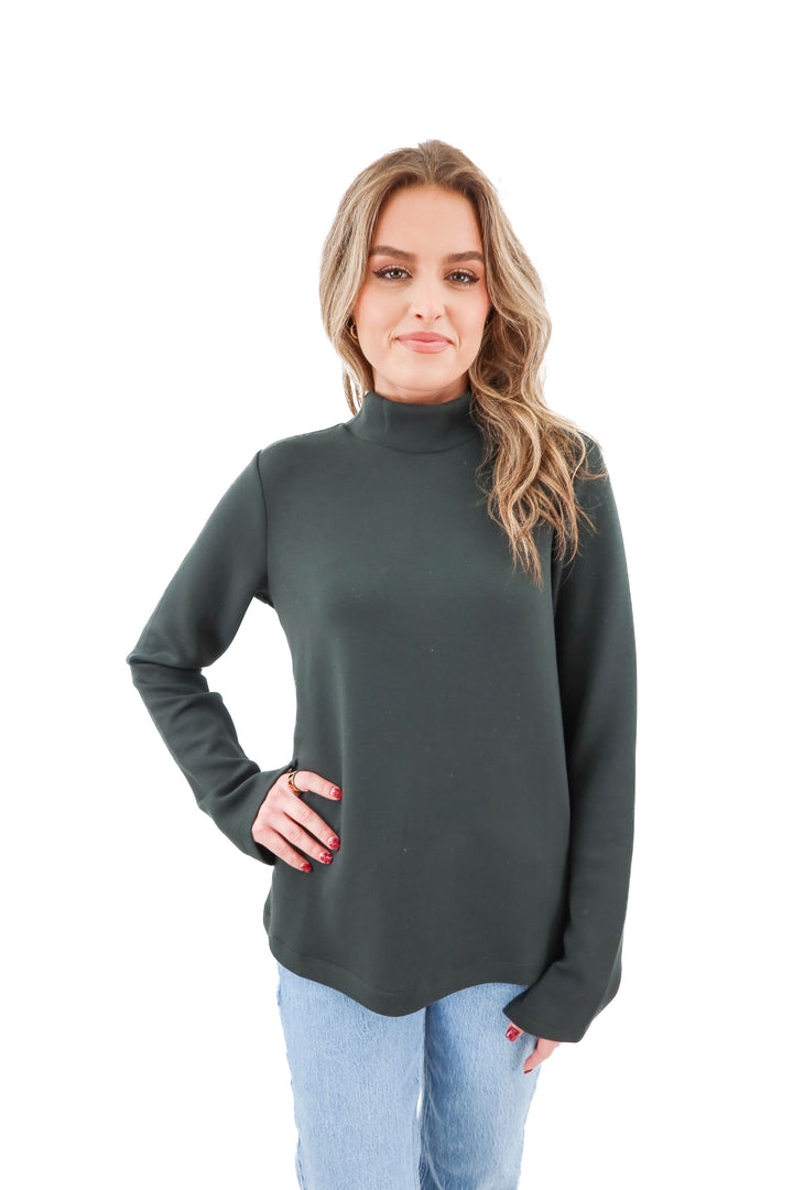 spanx airessentials essex green mock pullover nwt (s; retail $128)