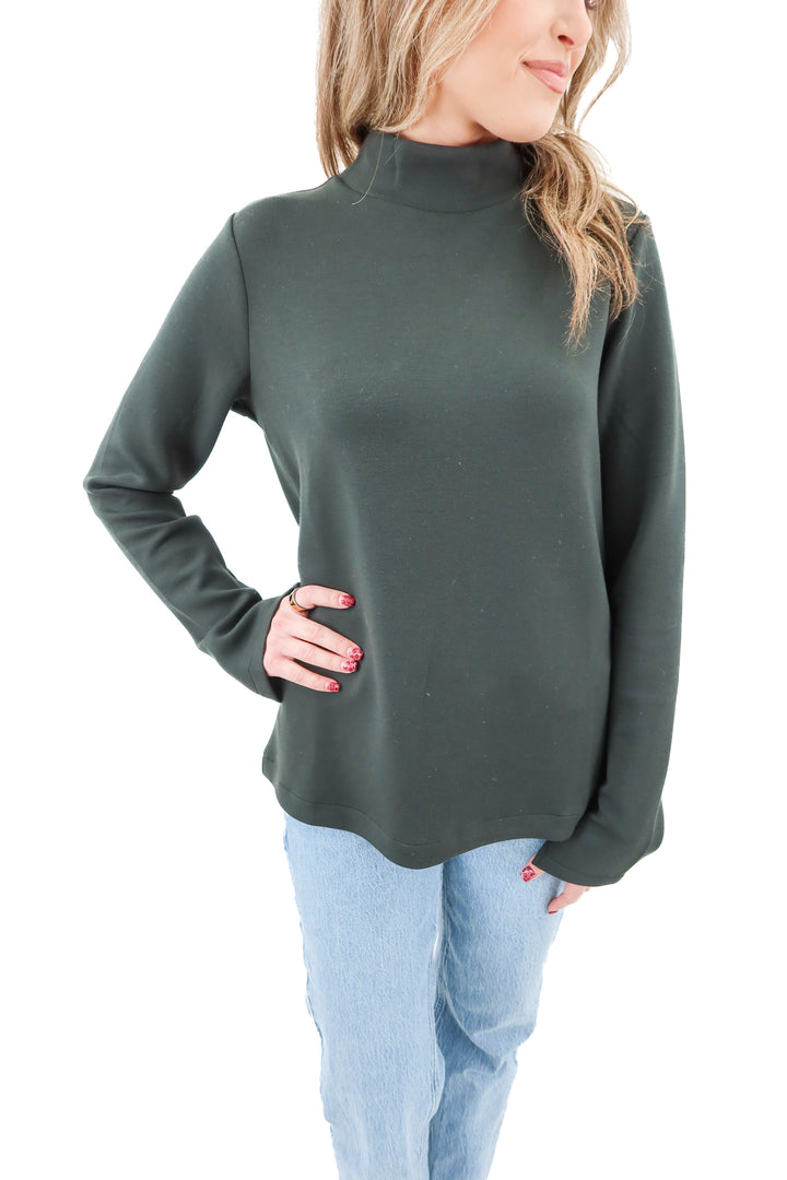spanx airessentials essex green mock pullover nwt (s; retail $128)