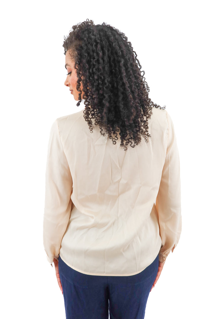 topshop peach satin long sleeve blouse (4)