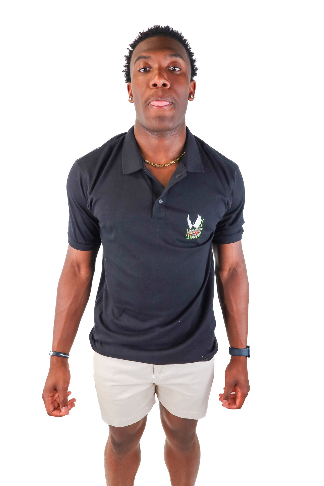 vintage venom/spiderman black polo (xl)